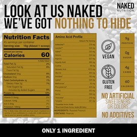 Naked 1.5 LB Powdered Peanut Butter from US Farms – Bulk, Only 1 Ingredient - Roasted Peanuts, Vegan, No Additives, Preservative Free, No Salt, No Sug
