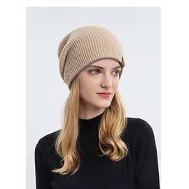 Beanie Hats Women Satin Lined Knitted Hat Detachable Pompom Soft Feel Winter Hat Breathable for Girls Beanie Hat for Women Men Satin Lined Beanie Winter Hats Silk Lined Slouchy Beanie Warm Ski Hat