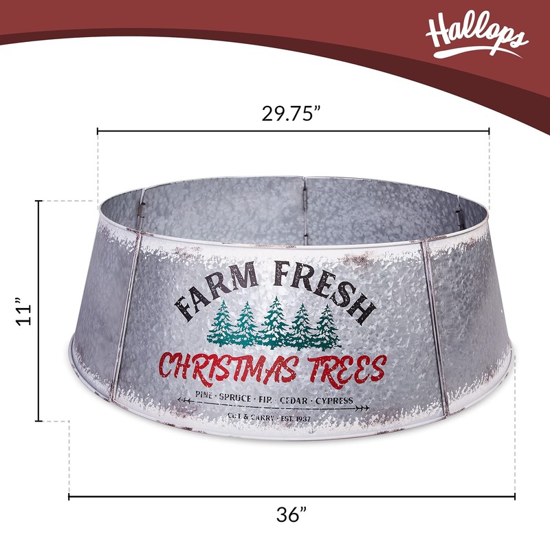 Hallops Galvanized Christmas Tree Collar - Large to Small Christmas