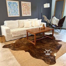 Cowhides Rug 7x6 Brindle Red Brown Black Cowhide Natural Leather