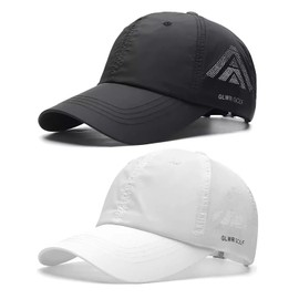 TAGVO Baseball Cap Men Women Pack of 2 Quick Drying UV Protection Baseball Cap Summer Breathable Lightweight Sports Running Cap Baseball Cap Golf Cap Sun Hat for Travel Outdoor, Black & White, Unit
