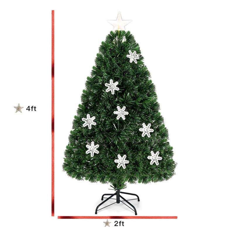 GOFLAME 4FT Pre-Lit Optical Fiber Christmas Artificial Tree with Multicolor