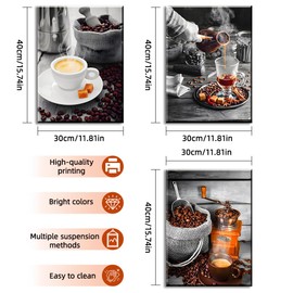 burkfeeg Pack of 3 Coffee Bar Wall Decoration Kitchen Poster Kitchen Pictures Dining Room Decor Canvas Picture Living Room Pictures Wall Pictures Modern 30 x 40 cm Without Frame