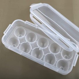 KOMUNJ Egg Box 10 Eggs Transport Box, Pack of 2 Plastic Egg Box, Egg Storage Box with Lid, Egg Transport Box, Plastic, for Fridge, Kitchen, Transparent