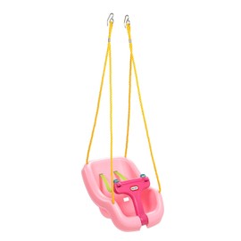 Little Tikes Snug 'n Secure Pink Swing with Adjustable Straps, 2-in-1 for Baby and Toddlers Ages 9 Months - 4 Years,16"D x 16.3"W x 17"H