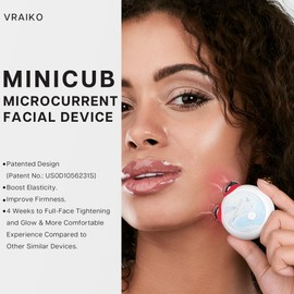VRAIKO MiniCub Microcurrent Facial Device, Jawline Sculpting & Facial Toning Device for Face Lifting Contouring and Double Chin Reducer, Mini True Beauty Glow Home Skin Care Tool