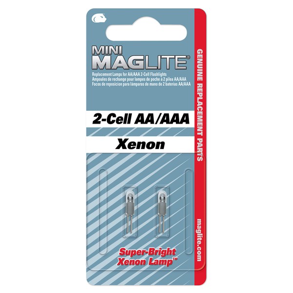 Maglite Replacement Lamps for 2-Cell AA Mini Flashlight, 2-Pack