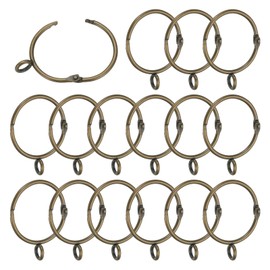 PATIKIL 1.5 Inch Inner Dia Curtain Rod Rings with Eyelets, 16 Pcs Metal Drapery Ring for Curtain Rods Hoop Pins, Bronze