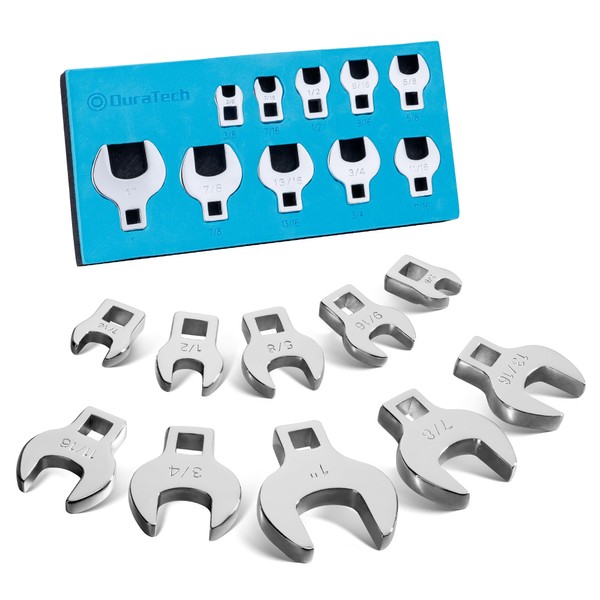 DURATECH 10-Piece 3/8" Drive Crowfoot Wrench Set, Open End Wrench