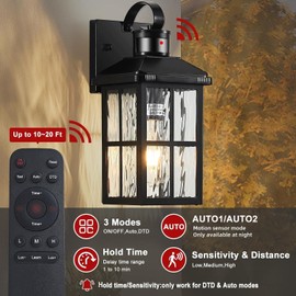 YJXGDIL Porch Lights Outdoor with Remote Control: Motion Sensor Exterior Lighting Fixtures Intelligent 3 Lighting Modes Outdoor Wall Lights Sconce Lights for House Patio Front Door Garage