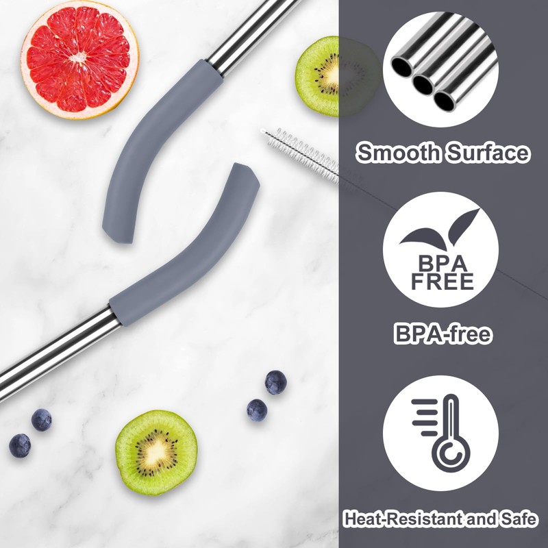 2Pcs Replacement Metal Straws for Ninja BlendBOSS