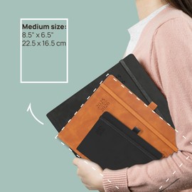 POPRUN Weekly Planner 2025-2026 (Medium 6.5''x 8.5'') Academic Calendar (JUL.25 - JUN.26) Appointment Book with Monthly Tabs, Leather Soft Cover, Inner Pocket, 100 GSM - Lilac