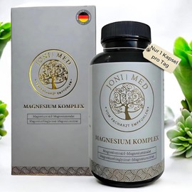 JONI MED •VOM FACHARZT EMPFOHLEN• Magnesium Komplex - 90 Kapsel elementares Magnesium hochdosiert 400mg pro Kapsel - Magnesiumcitrat, Magnesiumoxid, Magnesiummalat, Magnesiumbisglycinat, vegan