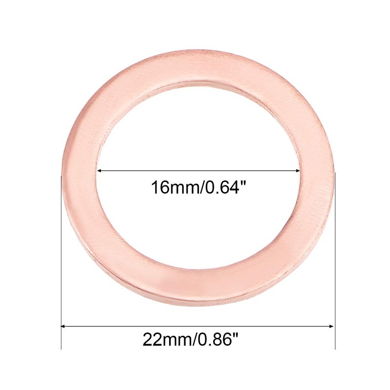 sourcing map 20Pcs 16mm x 22mm x 1.5mm Copper Flat