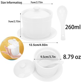 Angoily 2pcs 400ml White Ceramic Stew Pot with Lid 3. 5 Inch Porcelain Steaming Cup Small Steaming Cup Soup Noodle Bowl Stockpot Cookware for Egg Custard Medicinal and Birds Nest