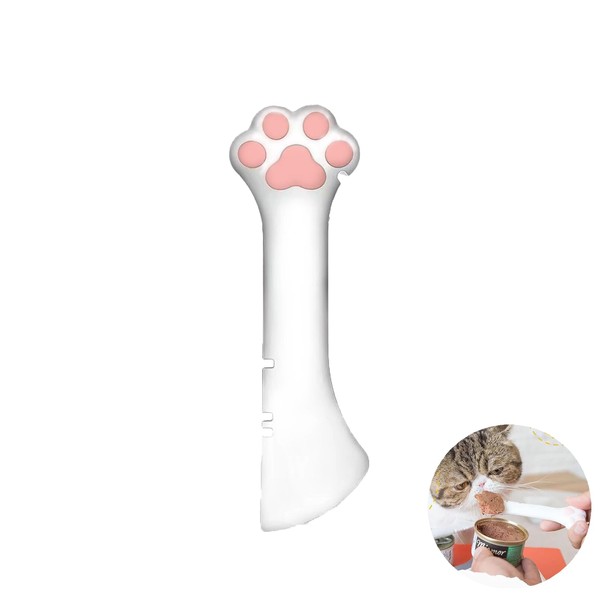 Sheldamy Silicone Pet Food Spoon, Cat Food Can Opener Paw, Wet or Dry Food Short Spoon for Cat Dog With Mini Spatula