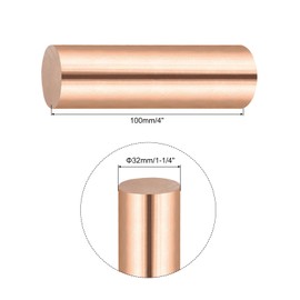 MECCANIXITY 1 Pack Pure Copper Round Rod 32mm/1 1/4 Inch Diameter 100mm/4 Inch Length Solid Copper Rod Lathe Bar Stock for DIY Metal Craft Metal Working Hobbies