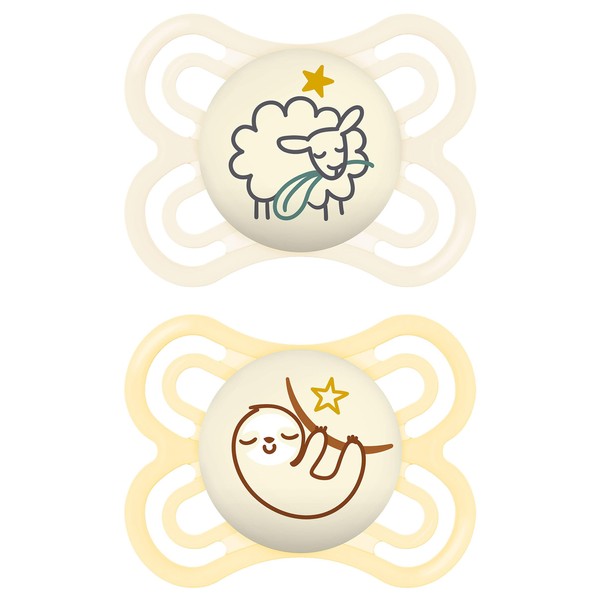 MAM Perfect Night Soothers 2-6 Months (Pack of 2), Thinner