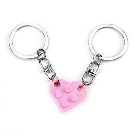 Sweet Matching Heart Keychain,Stainless Steel Brick Keychains for Couples, Girlfriend Gifts, Boyfriend, Husband Birthday Gift,Matching Keychains for Couples, Couple Keychain for Valentine's Day,Pink