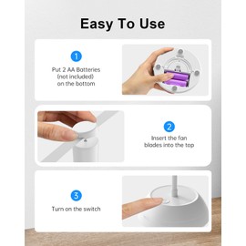 Edvision 4Pack Food Fan for Table, AA Battery Powered Food Fan, Portable Fan with Flexible Gooseneck and Soft Blades, Soundless Table Fan for BBQ, Picnic, Party, Patio, Kitchen and Restaurants, White