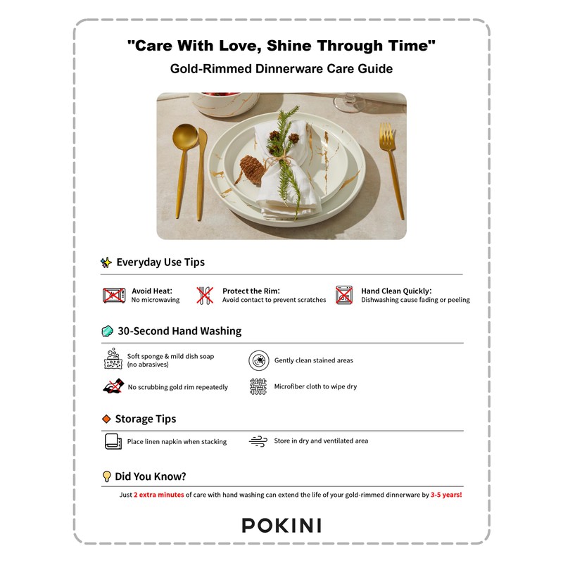 Pokini White Gold Splash Dinnerware Sets, 12 Pieces Fine China