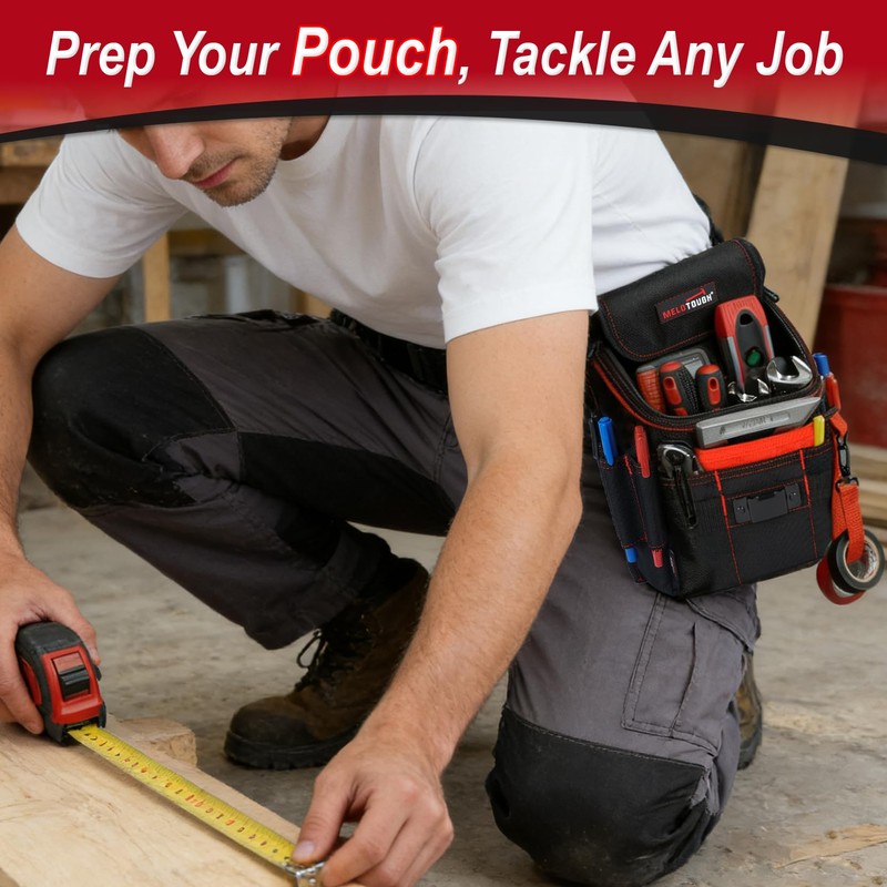MELOTOUGH Medium Ziptop Tool Pouch with Belt Clip,16-Pocket Heavy Duty