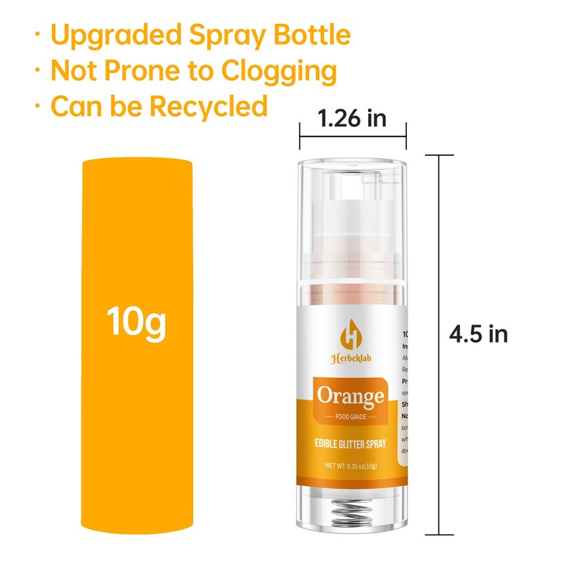 Orange Edible Glitter Spray – Herbeklab 10g Food Grade Edible