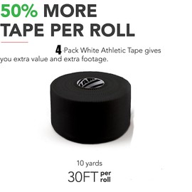 MKUCCD 4-Pack Black Athletic Sports Tape,Very Strong Easy Tear NO Water & Sweat Resistant Therapeutic Tape for Performance Fitness Athletes, Protect & Assist Motion, Injury Recovery