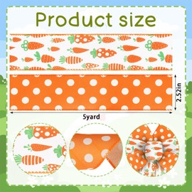 Easter Ribbon, 2 Pieces Easter Ribbon, Ribbon with Wire, Easter, Decorative Ribbon Easter, 2.5 Inch Wide, 5 Yards Long, DIY Gift, Decoration, Craft, Party Supplies