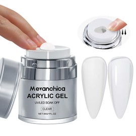 Mevanchica Clear Acrylic Poly Gel with Airless Pump Jar(30ml),Clear Builder Nail Extension Gel for Beginner & Professional Nail Art Salon DIY at Home,Hypoallergenic&Mess-Free Application