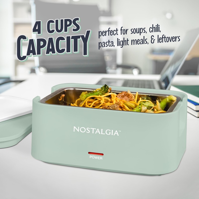 Nostalgia 32-Ounce Heated Electric Lunch Box – Travel Size 4