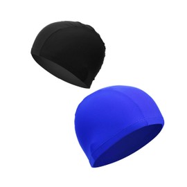 2pcs fKiZanthene Black and Navy Blue Swimming Cap, Caps for Kids Girls Boys and Adult Teenager, Comfortable Swimming Caps,Super Stretch No Pull Hair Swim Hats for Long, Short Hair and Hair Protection