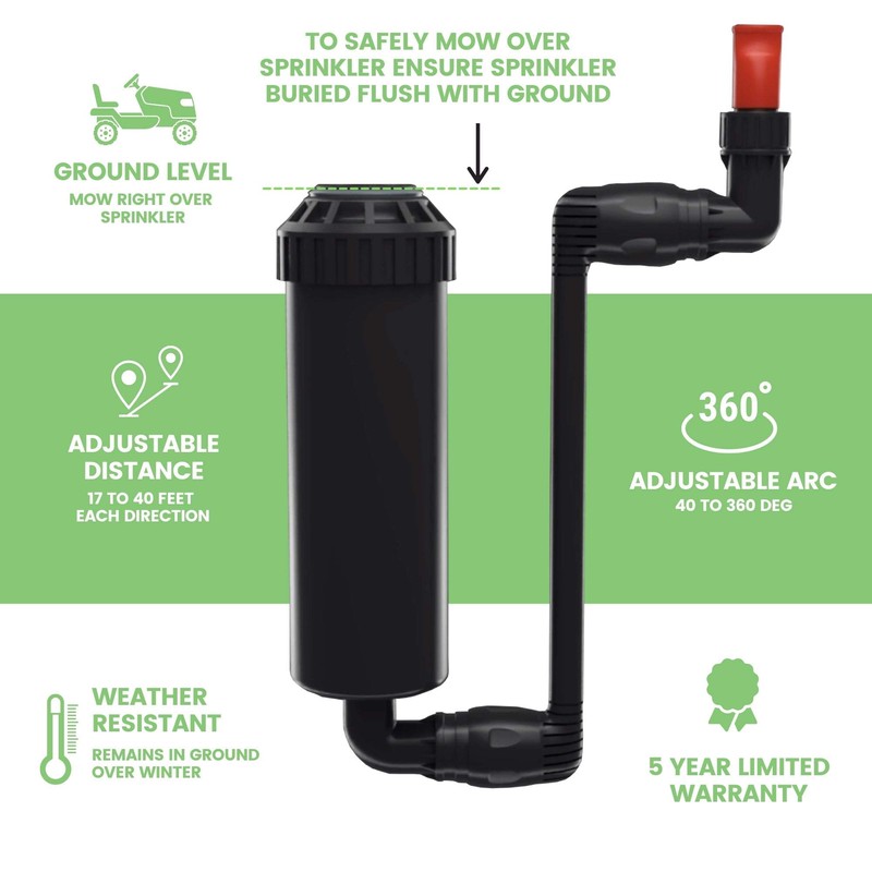 Quick-Snap In-Ground 5-Inch Pop-Up Adjustable Sprinkler 2-Pack With Quick Hose