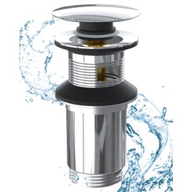 Hibbent Washbasin Drain Set, Universal Drain Fitting with Overflow, 1 1/4 Inch Thread Connection Drain Fitting