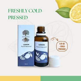 Roots & Above Pure Natural Lemon Essential Oil 1.01 oz/30ml Cold Pressed Oils for Skin, Hair, Massage, Diffusers & Candle Making