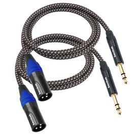 Smithok 2Pack 1/4" to XLR Cable,Heavy Duty Nylon Braided,Gold Plated Plug,Balanced 1/4" TRS to XLR Male Patch Cable, Quarter Inch 6.35mm to 3pin XLR Male Microphone Cable -6.6ft