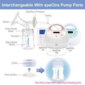 Maymom - Piezas de extractor de leche compatibles con Spectra S2 Spectra S1, incluyendo bridas (28 mm), válvulas, tubos, botellas, protectores de reflujo, no accesorios originales Spectra S2 (28 mm)