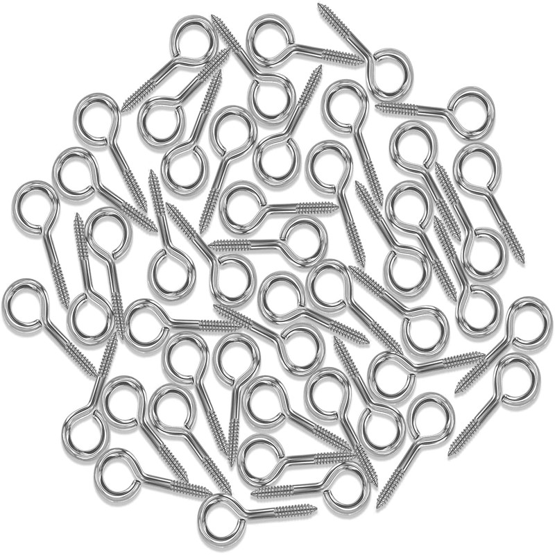 Stainless Steel Screw Eyes, Robust Galvanised Screw Hooks in 6