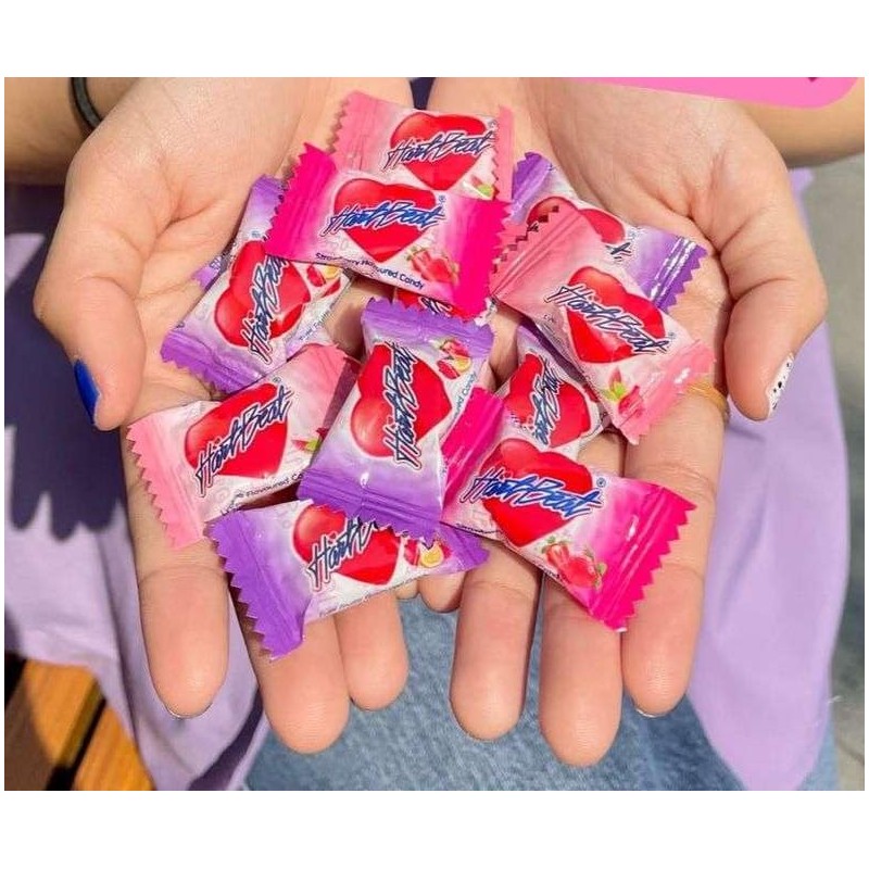 Heartbeat Lychee Flavor Heart Shaped Hard Candy, (100 Counts), 10.58