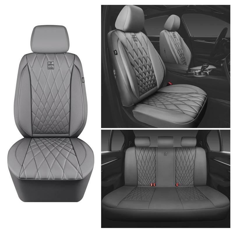 CAR PASS Piping Luxury Leather Seat Covers Full Set,5 Seats