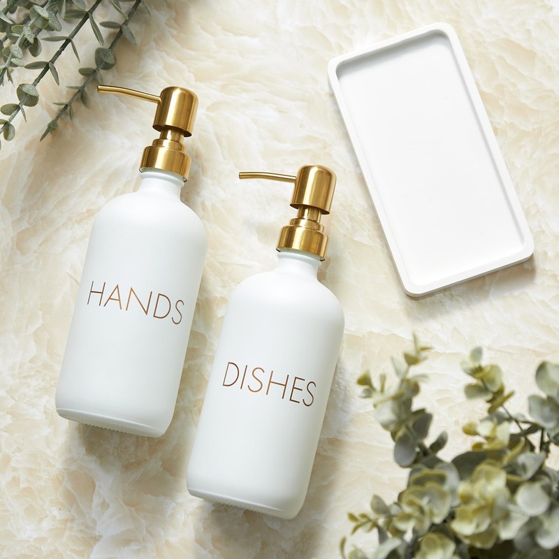GCWSTJK Glass Dish and Hand Soap Dispenser Set - Kitchen