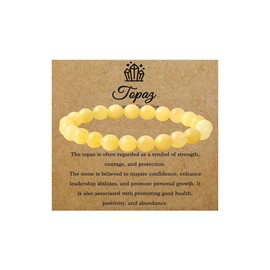 Azusa Sun Healing Crystal Bracelet 8mm Natural Stone Adjustable Purple Red Blue Black Beaded Stretch Bracelet for Women Men Anxiety Postive Energy Yoga Jewelry-Yellow