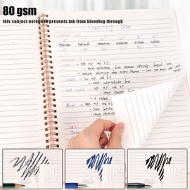 Koogel Spiral Notebook, 22x27cm Journal With 160 Lined Pages For Women College Ruled Notebook Cute Light Pink Travel Journals for Gift Office School Supplies