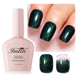 Imtiti Glitter Gel Nail Polish, 1Pcs Dark Night Starlight Green Gel Polish Sparkle Green Soak Off UV LED Gel Polish, Nail Art Starter Manicure Salon DIY at Home for Women (0.34 Fl Oz-1927)