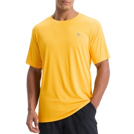 baleaf UV Shirt Men's Sports T-Shirt Swimming Shirt Water UPF 50+ Sports Shirt Training Shirt Fitness Shirt Functional Shirt Quick-Drying Gym, light yellow, S