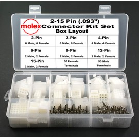 Molex 2-15 Pin ~14.0A~ Connector Kit (155pc ~14-20 AWG)