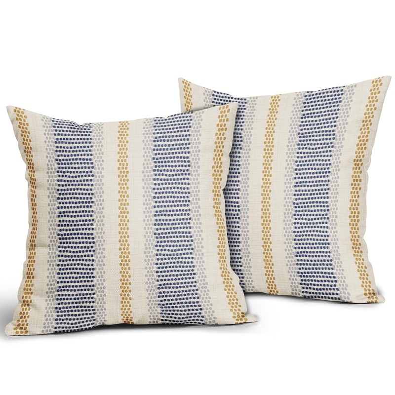 Aytipun Blue Yellow Pillow Covers 20x20 Set of 2 Gray