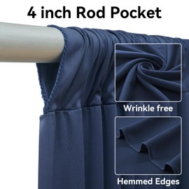 Htper 10x12 ft Navy Blue Backdrop Curtain for Wedding Parties, Wrinkle Free 2 Panels 12 ft Long Polyester Photo Backdrop Drapes Back Drop Cloth for Birthday Photography Background Party Backdrop