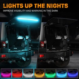 XRIDONSEN 40 Inch RGBW Rear Window Lift Gate Dome Light Strip Back Glass Tailgate Hatch Trunk Cargo Camping Light RF Wireless Remote Compatible with Jeep Wrangler JL JK YJ TJ JKU JLU 2/4-Door SUV