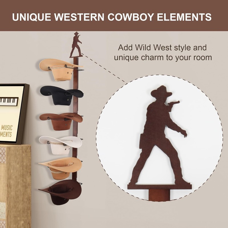 CANWUPON Cowboy Hat Rack Holder - Wild Western Style Design